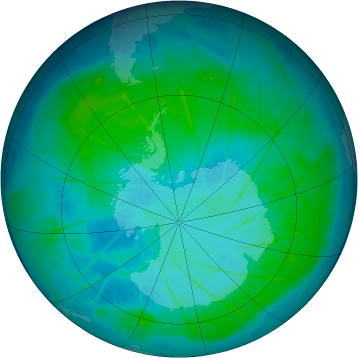 Antarctic ozone map for 27 January 2010
